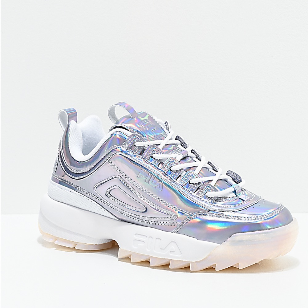 FILA Disruptor II Iridescent Silver & White Shoes